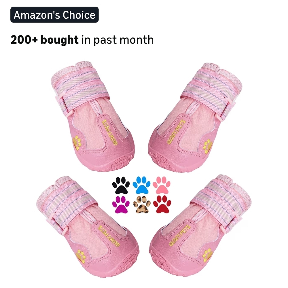 Pet Dog Waterproof Pink Boots with Adjustable Straps